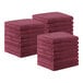 A stack of burgundy Monarch Brands microfiber hand towels.