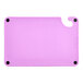 A purple plastic Choice cutting board with black grips and rulers.