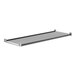 A grey metal Cambro Camshelving® shelf with white metal pegs.