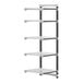 A white and grey Cambro Camshelving Elements XTRA 5-shelf add-on unit.