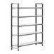 A black metal Cambro Camshelving Elements starter unit with 5 shelves.