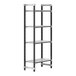 A black and silver Cambro Camshelving Elements XTRA 4-shelf unit.