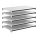 A set of five solid rectangular shelving units designed for storage, shown stacked horizontally.