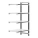 A white Cambro Camshelving® Elements XTRA add-on unit with black shelves and legs.