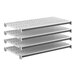 A set of four vented plastic shelving panels designed for modular storage systems.