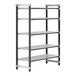 A Cambro metal shelf unit with 5 shelves.