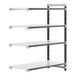 A white metal Cambro Camshelving Elements add-on unit with four shelves.