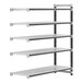 A Cambro Elements XTRA Camshelving unit with 5 vented shelves.