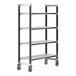 A black metal Cambro 4-shelf mobile unit.