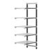 A metal Cambro Camshelving® Elements XTRA add-on shelf unit with four shelves.