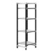 A black and grey Cambro Camshelving® Elements XTRA 4-shelf unit on wheels.