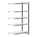 A white Camshelving Elements XTRA add-on unit shelf with black shelves and black handles.