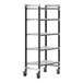 A metal Cambro Camshelving Elements mobile unit with 5 vented shelves and wheels.
