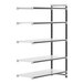 A white rectangular Cambro Camshelving unit with gray shelves.