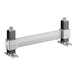 A white rectangular metal Cambro Camshelving® dunnage stand with black metal brackets and handles.