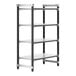 A black metal Cambro Camshelving Elements starter unit with four shelves.