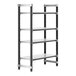 A black and silver Cambro Camshelving Elements XTRA 4-shelf unit.