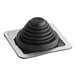 A black rubber cone shaped object with an aluminum base.