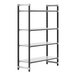 A black metal Cambro Camshelving® Elements XTRA starter unit with four shelves.