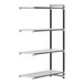 A metal Cambro Camshelving Elements XTRA add-on shelf with four shelves.