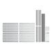 A white and grey Cambro Camshelving unit with metal shelves and bars.