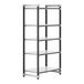 A black Cambro Camshelving unit with 5 shelves.