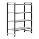 A metal Cambro XTRA shelving unit with four shelves.