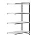 A white Cambro Camshelving Elements XTRA add-on unit with 4 shelves.