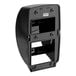 A black plastic Tork double roll toilet paper dispenser.