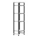 A black and silver Cambro Camshelving Elements starter unit with four shelves.