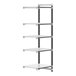 A white Cambro Elements XTRA Camshelving unit with black metal shelves.