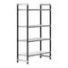 A black and silver metal Cambro Camshelving Elements XTRA 4-shelf starter unit.