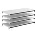 A set of four solid rectangular shelving units designed for storage.
