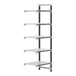 A white metal Camshelving® Elements Add-On Unit with 5 shelves and black legs.