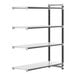 A white Cambro Camshelving Elements XTRA add-on unit with black shelves.