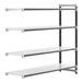 A white metal Cambro Camshelving® Elements add-on unit with four shelves.