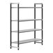 A black metal Cambro Camshelving Elements XTRA starter unit with four vented shelves.