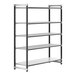 A white Cambro metal shelving unit with black frame and shelves.