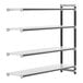 A white metal Cambro Camshelving Elements add-on unit with four shelves.