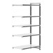 A white Cambro Camshelving Elements add-on unit with 5 shelves.
