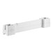 A white rectangular plastic shelf bottom connector with two holes.