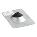 A silver and black Oatey No-Calk Solar Roof Flashing with a black rubber top.
