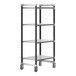 A metal Cambro Camshelving unit with wheels.