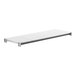 A white rectangular metal shelf with a grey top.
