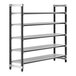 A Cambro metal Camshelving unit with 5 vented shelves.