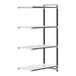 A white rectangular Cambro shelving unit with black trim and three shelves.