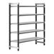 A grey metal Camshelving® Elements XTRA starter unit with 5 shelves.