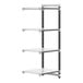 A white Cambro Elements XTRA 4-shelf add-on unit with black metal shelves.