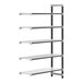 A metal Cambro Camshelving® Elements XTRA add-on unit with 4 shelves.