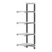 A white metal Cambro Camshelving Elements add-on unit shelf with black legs.
